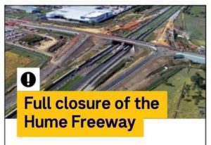 Upcoming Hume Freeway closure