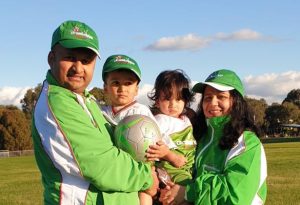 Kids jump into soccer