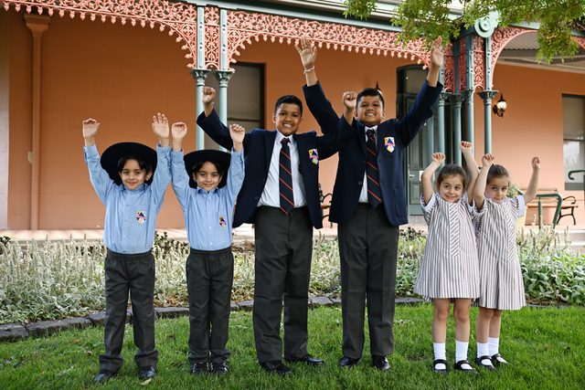 Six sets of twins ready for school